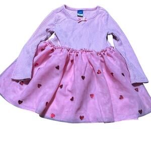 Old Navy girls pink with red heart sequins Valentines Day dress size 12-18 m